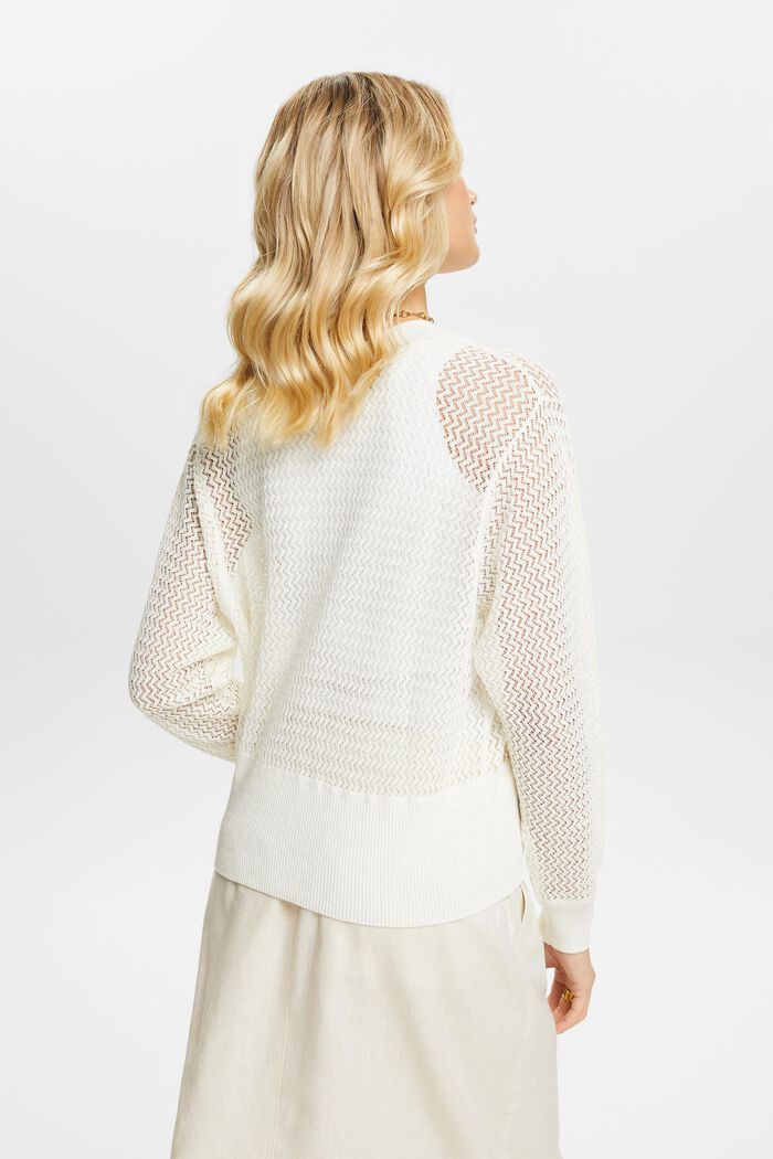 Strukturovaný pulovr se špičatým výstřihem, OFF WHITE, detail image number 2