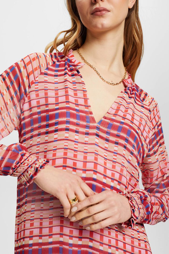 Vzorované šifonové midi šaty, PINK FUCHSIA, detail image number 2