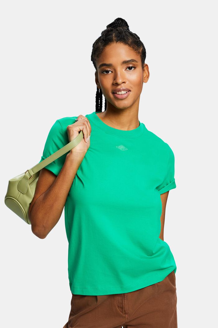 Tričko s vyšitým logem, bavlna pima, GREEN, detail image number 0
