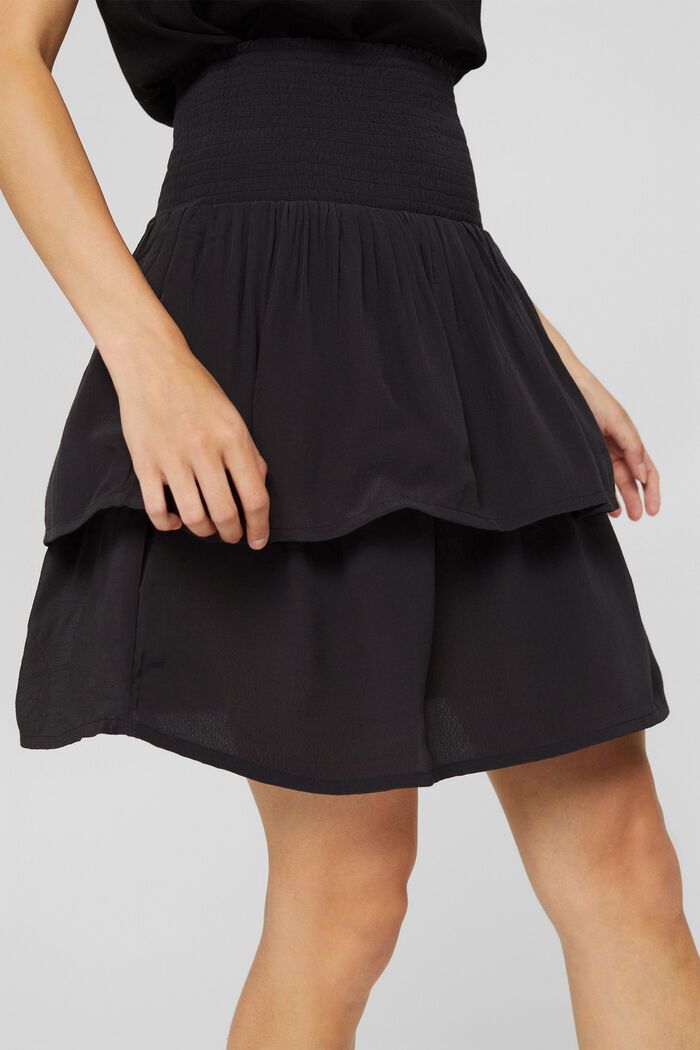 Žabičková mini volánová sukně, LENZING™ ECOVERO™, BLACK, detail image number 2