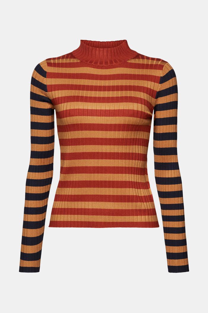Pruhovaný pulovr z žebrové pleteniny, CARAMEL, detail image number 5