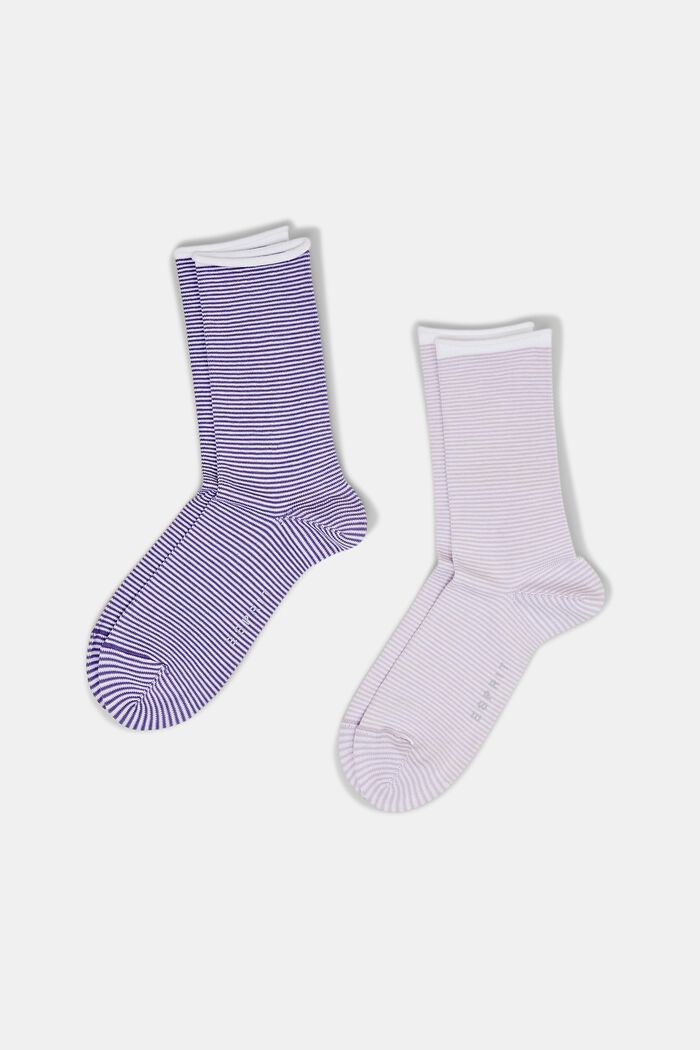 2 páry pruhovaných ponožek, bio bavlna, LILAC, detail image number 0