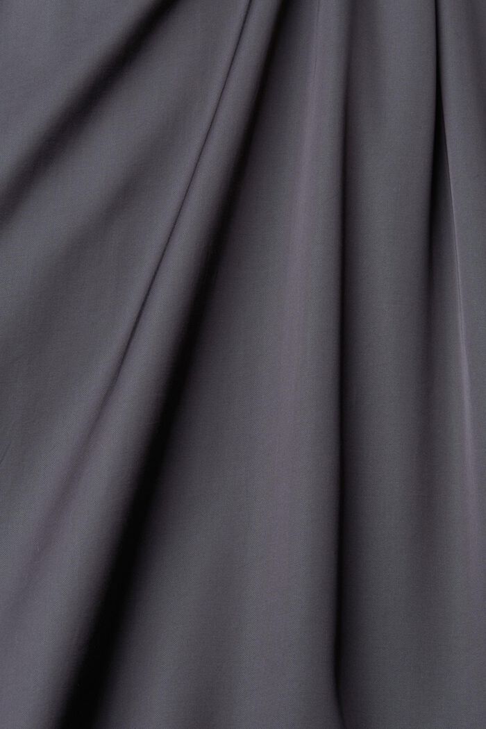 Saténové šaty s nařaseným límcem, LENZING™ ECOVERO™, ANTHRACITE, detail image number 1