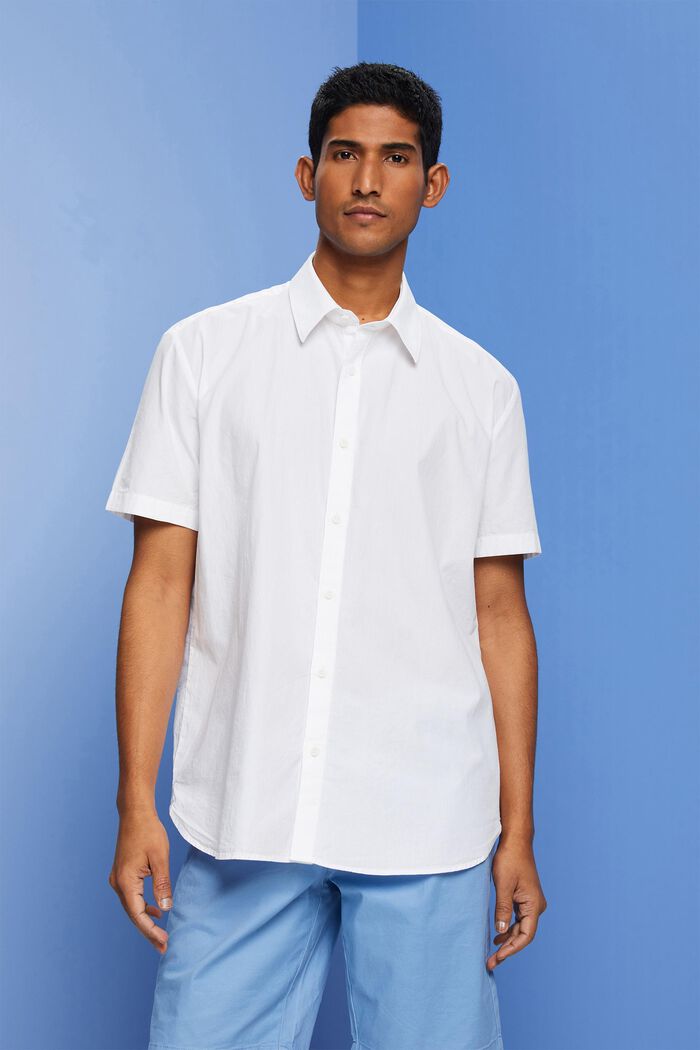 Košile s propínacím límcem a krátkým rukávem, WHITE, detail image number 0