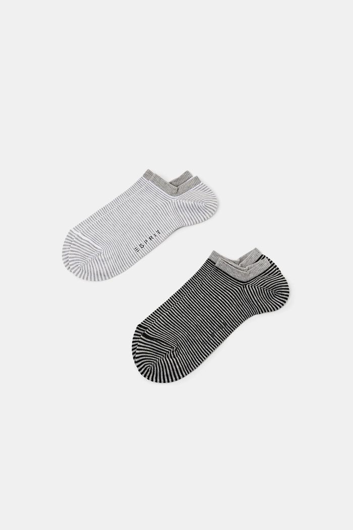 Proužkované kotníkové ponožky, 2 páry v balení, WHITE/GREY, detail image number 0