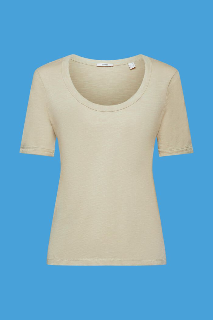 Bavlněné tričko s vykrojeným výstřihem, DUSTY GREEN, detail image number 5