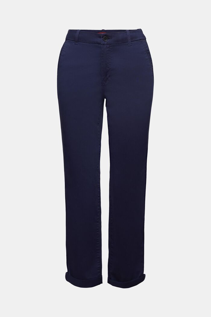 Kalhoty chino, s rovným střihem a středně vysokým pasem, DARK BLUE, detail image number 7