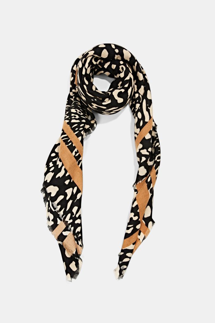 Z recyklovaného materiálu: šátek s levhartím vzorem, BLACK, detail image number 0