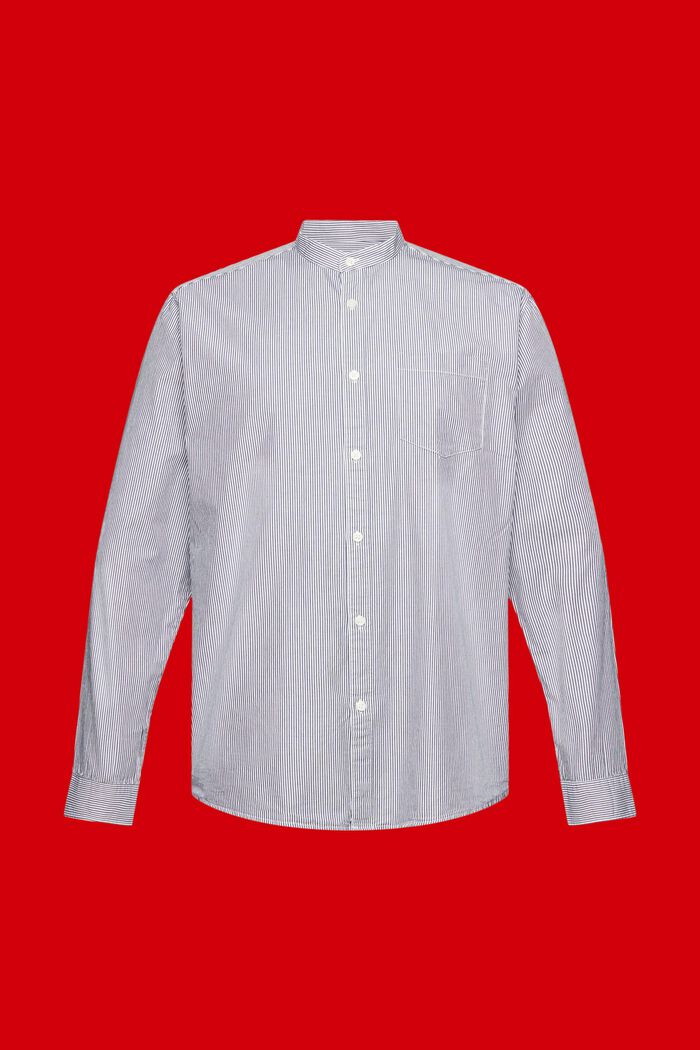 Bavlněná košile s proužky a mandarínským límečkem, NAVY, detail image number 5