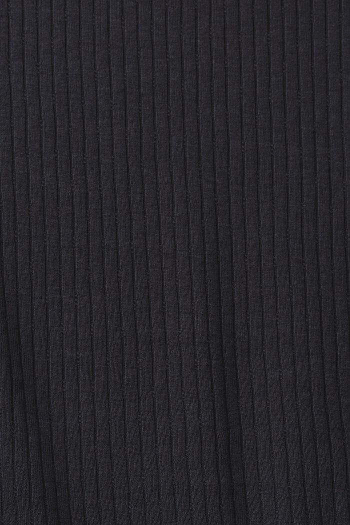 Žebrovaný top s dlouhým rukávem a krajkovým límcem, BLACK, detail image number 6