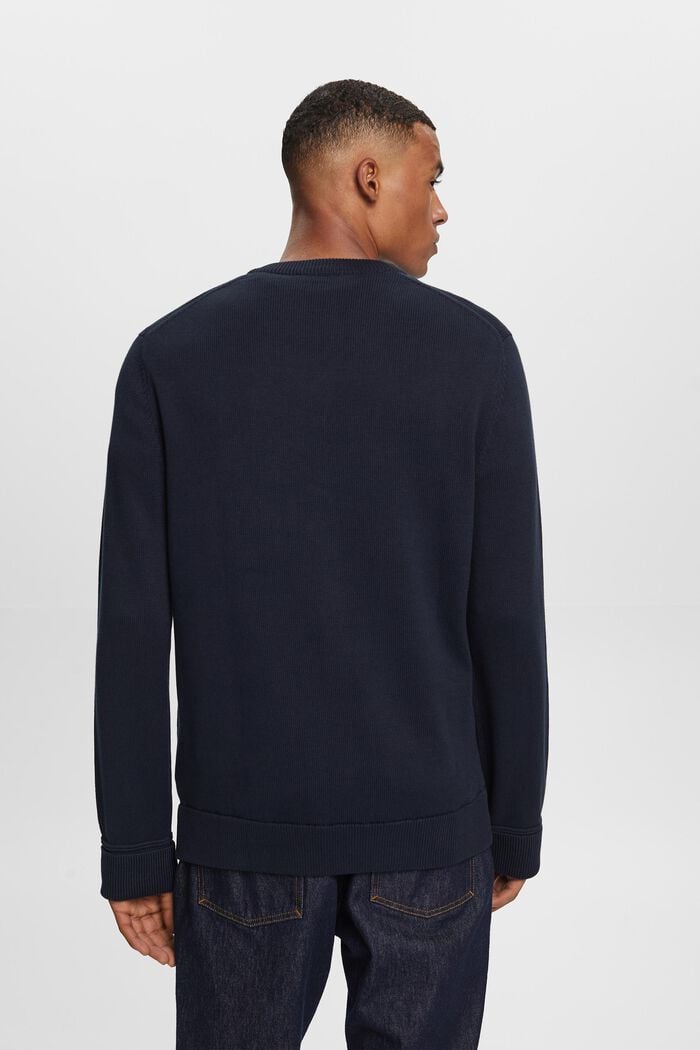 Bavlněný pulovr se špičatým výstřihem, NAVY, detail image number 3