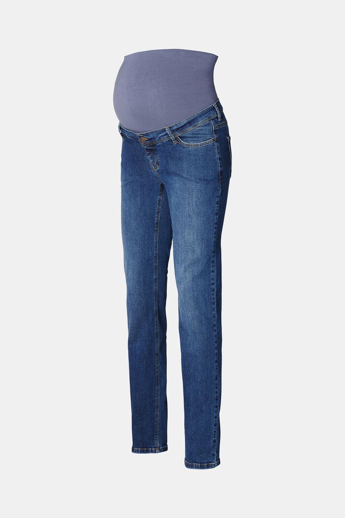 Strečové džíny s pásem přes bříško, bio bavlna, BLUE MEDIUM WASHED, detail image number 5