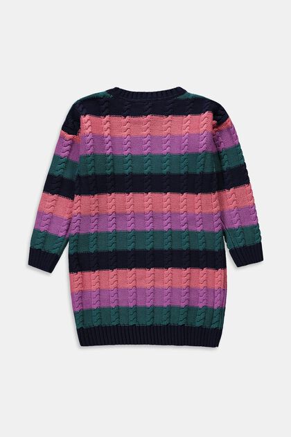 Pruhovaný pulovr z copánkové pleteniny