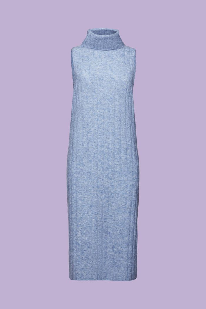 Midi šaty s nízkým rolákem, z žebrové pleteniny, BLUE LAVENDER, detail image number 7