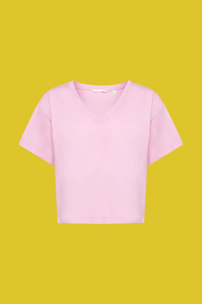 Bavlněné tričko se špičatým výstřihem, LILAC, detail image number 5