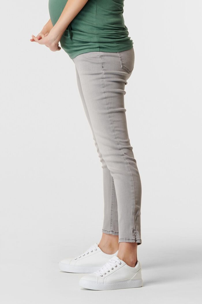 Z recyklovaného materiálu: džíny s pasem přes bříško, GREY DENIM, detail image number 2