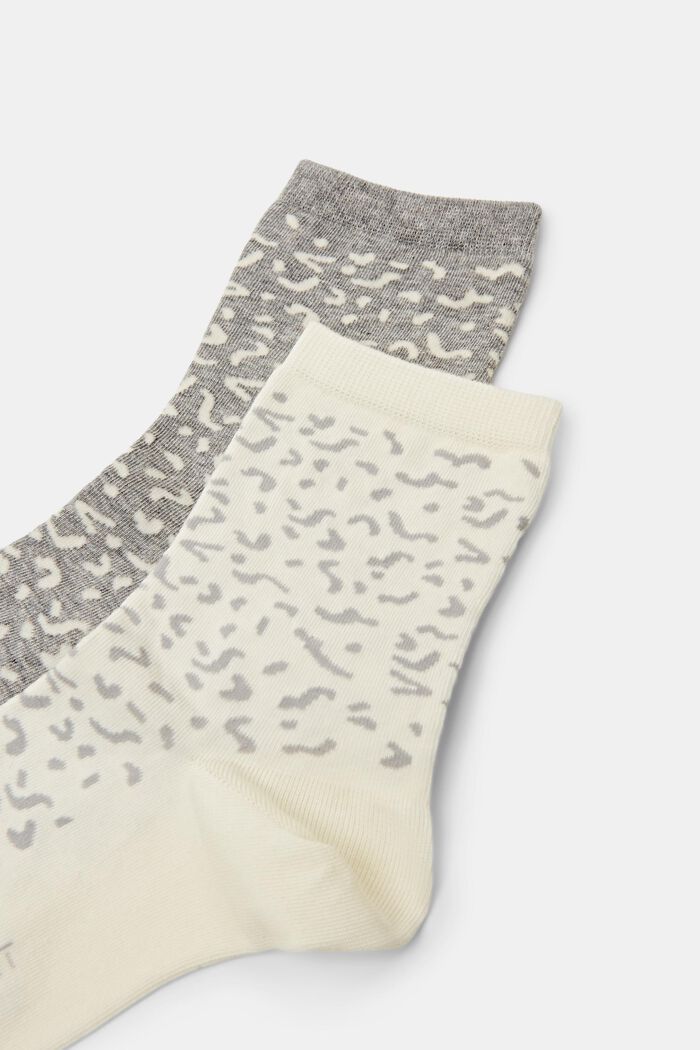 Bavlněné ponožky s potiskem, 2 páry v balení, CREME/GREY, detail image number 2