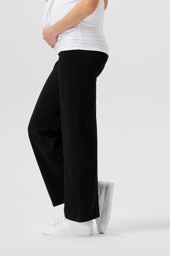 Žerzejové kalhoty přes bříško, bio bavlna, BLACK, detail image number 2