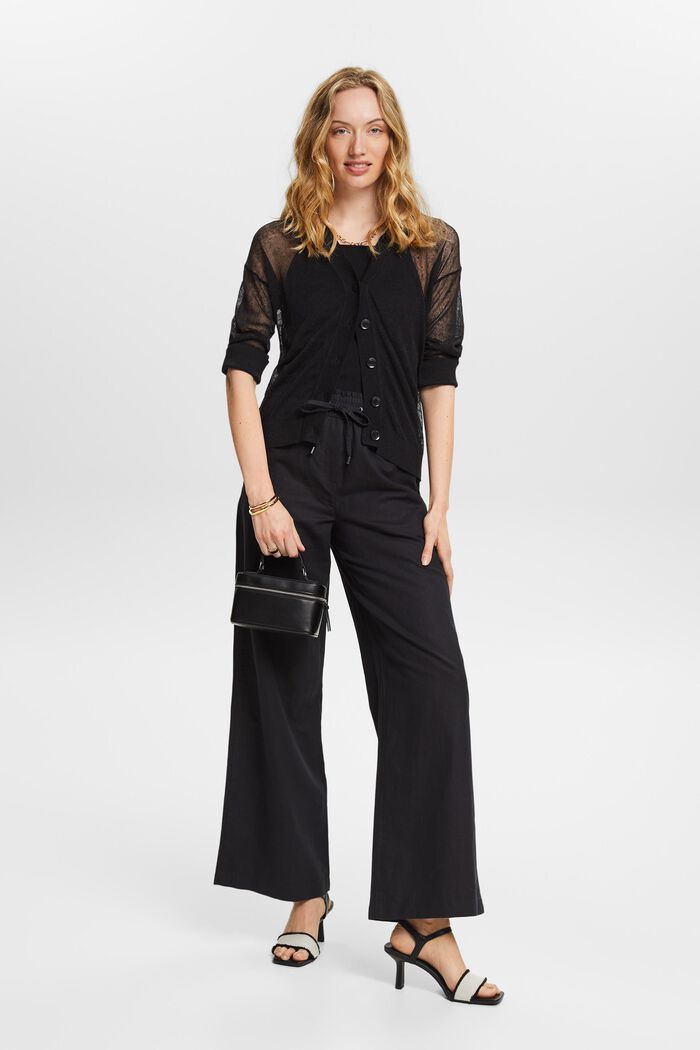 Kalhoty ze směsi bavlny a lnu, BLACK, detail image number 5