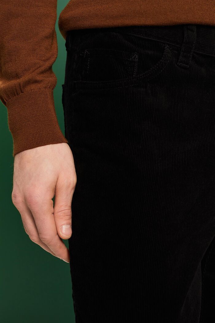 Rovné manšestrové kalhoty v carpenter stylu, BLACK, detail image number 2