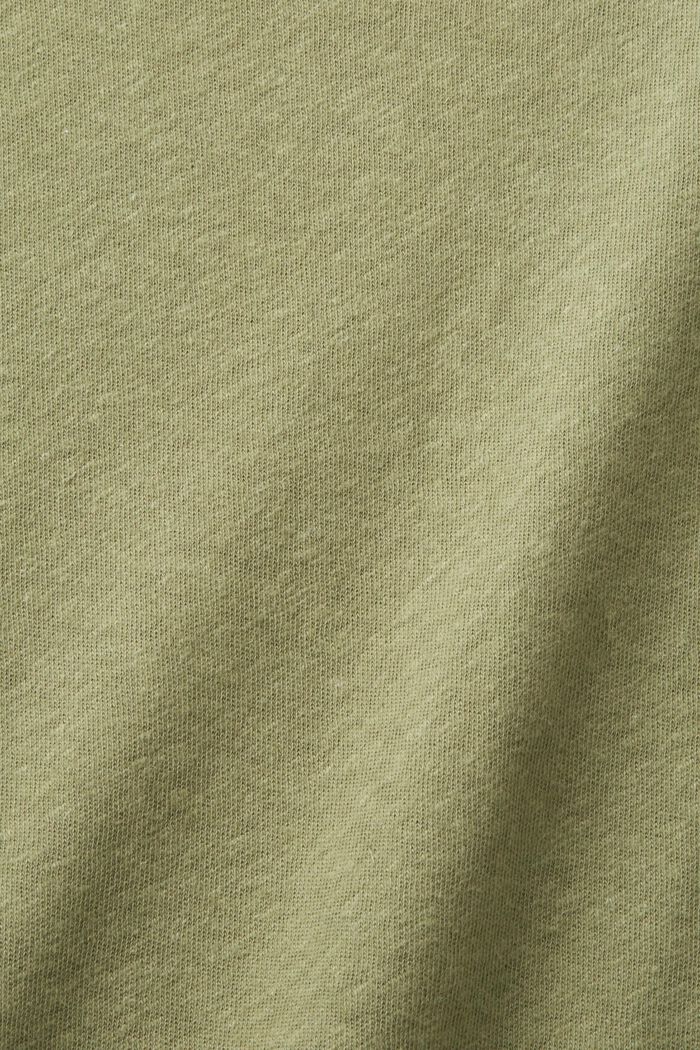 Tričko ze směsi bavlny a lnu, LIGHT KHAKI, detail image number 5