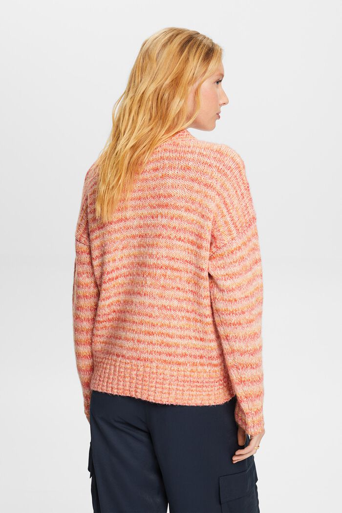 Pruhovaný pulovr z copánkové pleteniny, BRIGHT ORANGE, detail image number 4