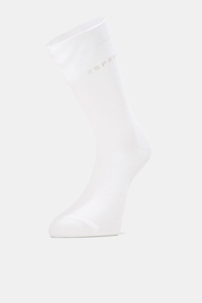 2 páry ponožek s vpleteným logem, bio bavlna, WHITE, detail image number 0