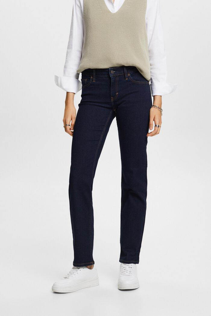Strečové džíny s rovnými nohavicemi, směs s bavlnou, BLUE RINSE, detail image number 0