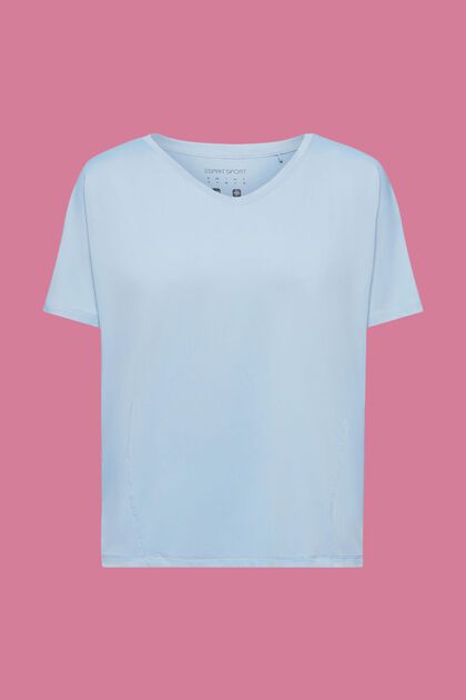 Sportovní tričko se špičatým výstřihem a s technologií E-DRY, PASTEL BLUE, overview