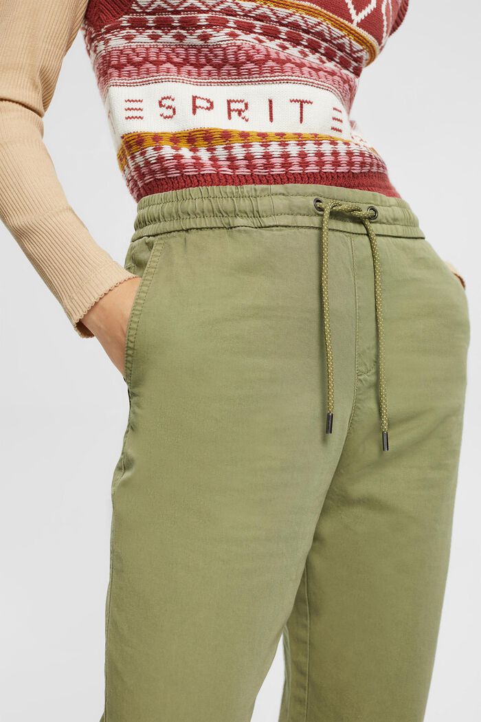 Kalhoty se stahovací šňůrkou v pase, z bavlna pima, LIGHT KHAKI, detail image number 2