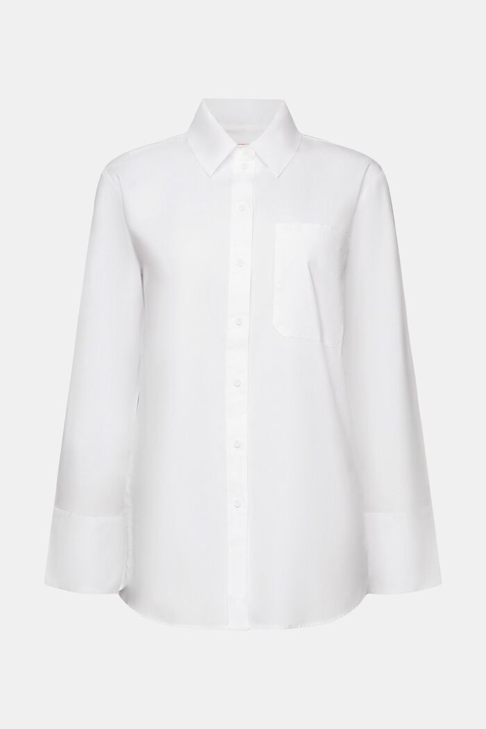 Košilová halenka s volným střihem, 100% bavlna, WHITE, detail image number 6