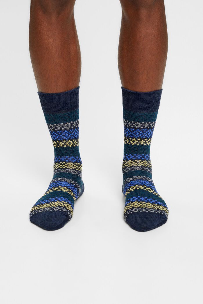 Ponožky z vlněné směsi se vzorem ve stylu ostrova Fair, 2 páry