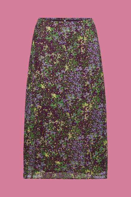 Vzorovaná midi sukně z šifonu