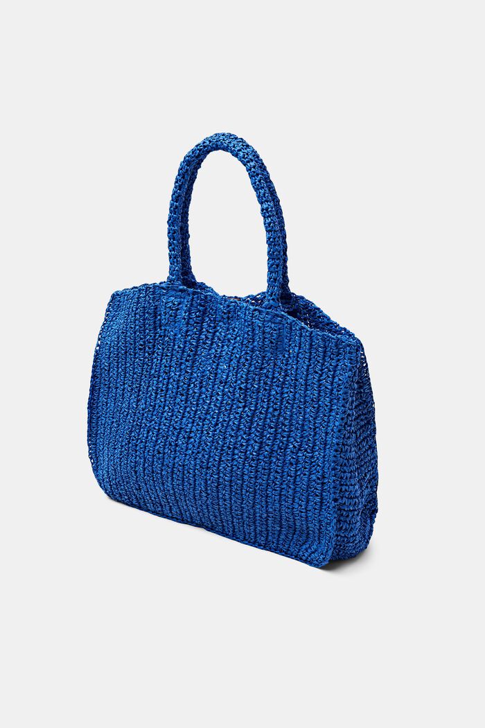 Kabelka tote bag, ze tkané slámy, BRIGHT BLUE, detail image number 2