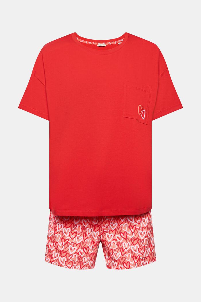 Pyžamová souprava s natištěnými srdíčky, RED, detail image number 5