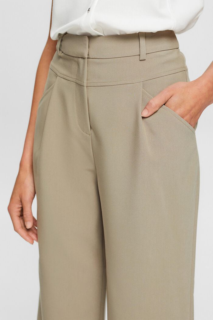 Kalhotová sukně s vysokým pasem a sklady v pase, PALE KHAKI, detail image number 0