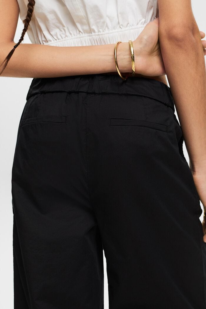 Popelínové kalhoty se širokými nohavicemi, BLACK, detail image number 4
