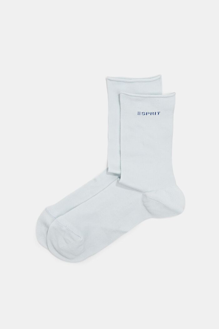 Ponožky se srolovanými náplety, ze směsi s bavlnou, POWDER BLUE, overview