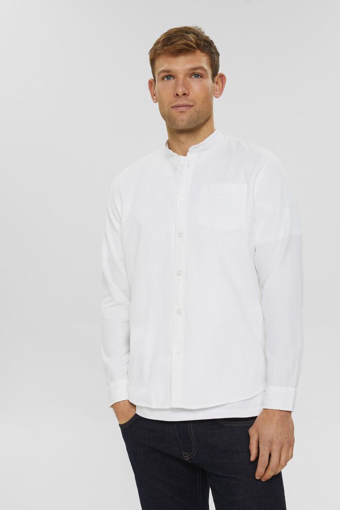 Košile se stojáčkem z bavlny, WHITE, detail image number 0