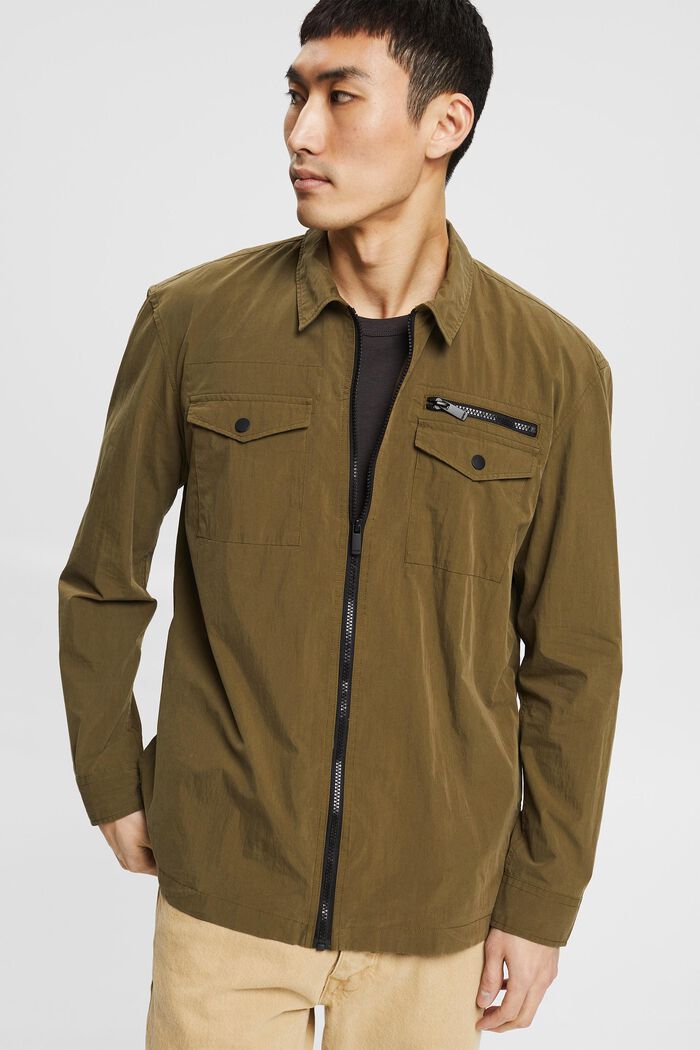 Lehká košilová bunda na zip, DARK KHAKI, detail image number 5