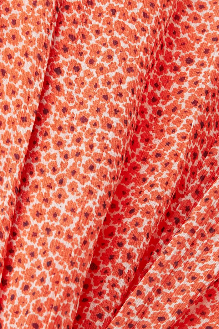 Květované mini šaty s řaseným pasem, ORANGE RED, detail image number 4