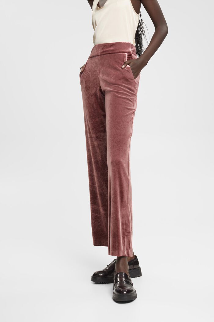 Sametové kalhoty s širokými nohavicemi, BORDEAUX RED, detail image number 0