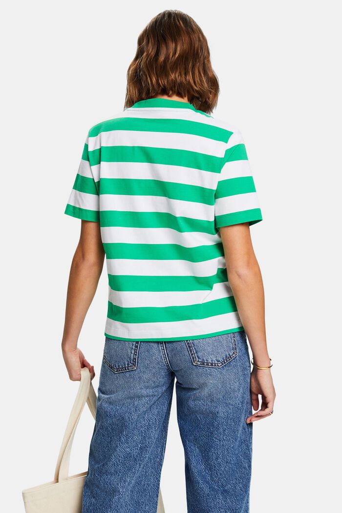 Pruhované tričko s vyšitým logem, bavlna pima, GREEN, detail image number 2