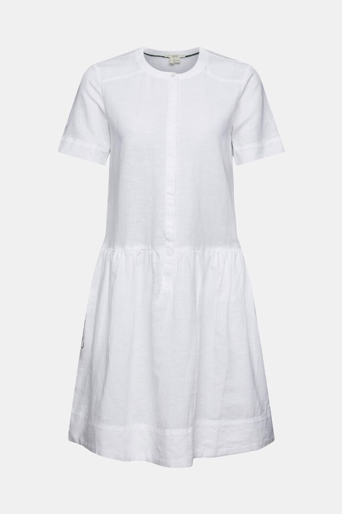 Ze směsi se lnem: šaty s knoflíkovou lištou, WHITE, detail image number 5