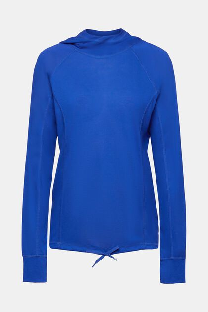 Tričko, dlouhý rukáv a kapuce, LENZING™ ECOVERO™, BRIGHT BLUE, overview