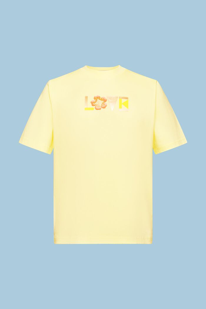 Unisex potištěné tričko z pima bavlny, PASTEL YELLOW, detail image number 8