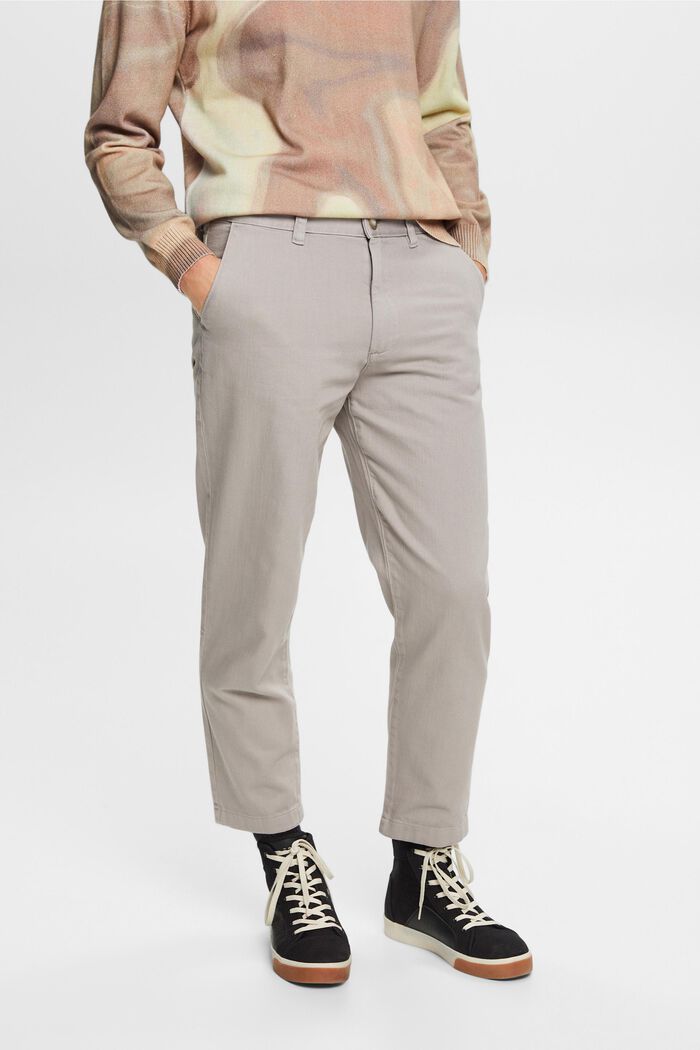 Bavlněné kalhoty, volné zužující se nohavice, LIGHT GREY, detail image number 0