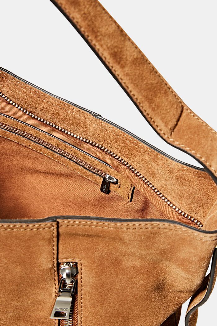Semišová taška s přihrádkami na zip, RUST BROWN, detail image number 4