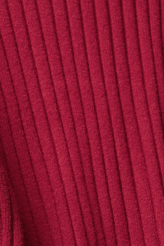 Žebrovaný svetr s vysokým přiléhavým límcem, CHERRY RED, detail image number 4