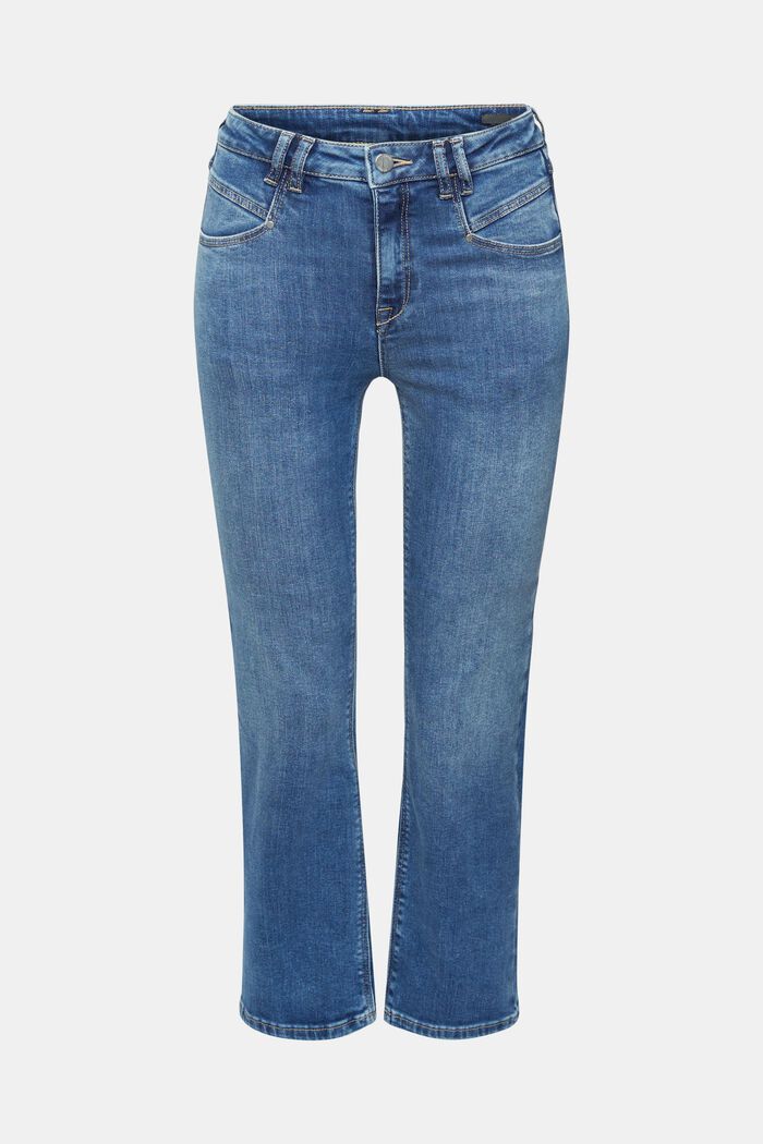 Zkrácené strečové džíny s rozšířeným střihem, BLUE MEDIUM WASHED, overview